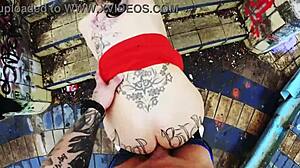 brunette german milf drops panties for bareback outdoor anal doggystyle with neighbor