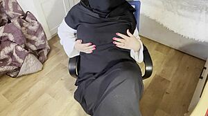 A Turkish Hijab Milf In Pantyhose Fingers Wet Pussy Orgasm