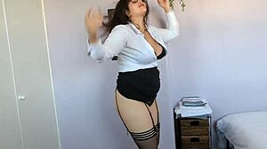 Your Sexy Latina Secretary In Lingerie Dances Teases Her Big Ass And Plays With Dildo At Work