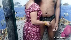 Desi bhabhi handjob makes husband cum hard on sexy blue panties!!