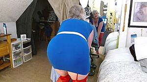 dawnskye1962 strips spanks her hairy big ass pussy then masturbates hard for dustin