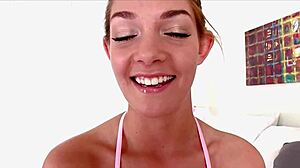 Ally Brooks' 19yo Blonde Deepthroats Huge Cock Swallows Cum