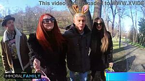 Mia Trejsi and Katy Rose in Juicy Double Vaginal Easter Foursome