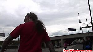 pierced dutch hooker sucks then takes facial jizz load