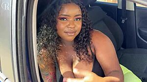 Big Ass Ebony in Tight Shorts Fucked Through Gloryhole Doggystyle at Car Wash