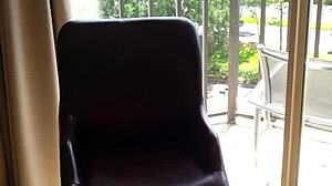 solo babe squirts wildly in hotel room using her favorite dildo