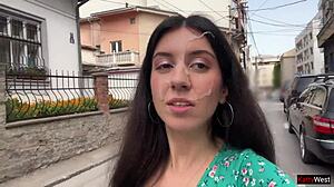 i lost game now walk public with hot cumshot facial covering my face cumwalk