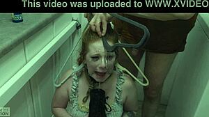 Degradation Slut Licks Cum Off Redhead's Boot!