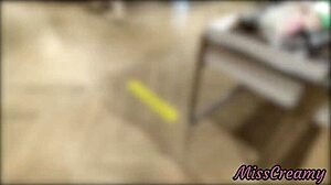 young girl strokes cock in dressing room cumshot