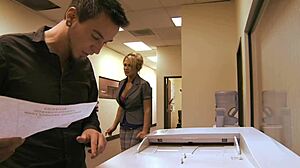 Blonde Cougar Big Tits Shaved Pussy Stuffed by Monster Cock Deep