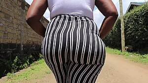 Ebony MILF BBW with Big Booty Gets Bent Over Doggystyle by Big Black Monster Cock Creampie on Ass