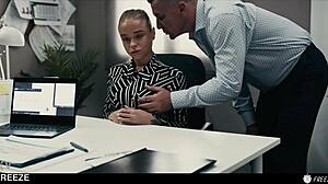 Slutty Blonde's Dream Job? Boss Freezes Time for Deep Face Fuck and Creampie Pound!