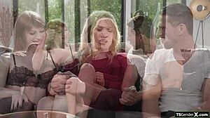 Izzy Wilde and boyfriend seduce horny shemale