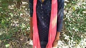 desi girlfriend bends over for boyfriend's hardcore outdoor doggy cumshot