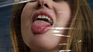 Teen model bares natural tits in outdoor public casting interview