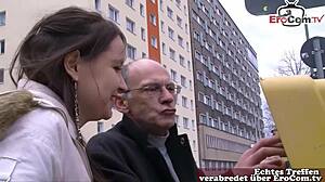 old german grandpa picks up hot teen 18+ on street for raw fuck