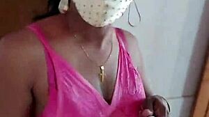 INDIAN CD LARA DSOUZA in pink satin nighty gets sexy bdsm