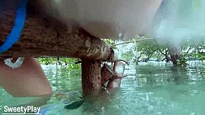 Pushing out strong anal milk enema outdoors feels wild