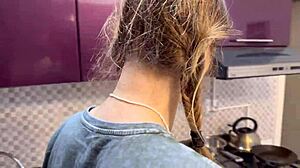 hey dormmate your juicy tits and ass look perfect bent over kitchen counter for my cumshot