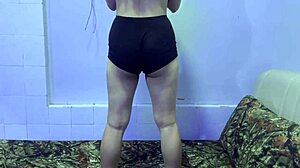 Curvy Japanese Wife's Fat Ass Bounces In Christmas Bed Workout Thong Tease