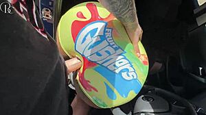 Big Ass Ebony in Tight Shorts Fucked Through Gloryhole Doggystyle at Car Wash