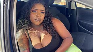Big Ass Ebony in Tight Shorts Fucked Through Gloryhole Doggystyle at Car Wash