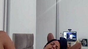 Latina Wife Flashes Lingerie Live Online Sparking His Explosive Jerk Off Climax Part 2