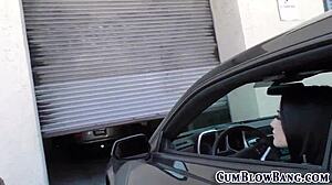 Tattooed Big Tits Slut Performs Blowbang Handjob on Monster BBC Before Guzzling Jizz in HD Gangbang