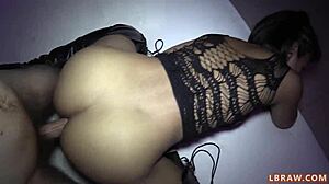 jessie the ladyboy takes bareback anal from behind