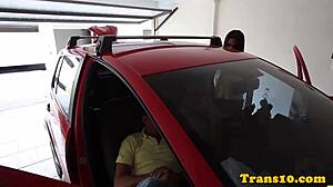 pierced tanned bubblebutt tranny bounces round booty in heels