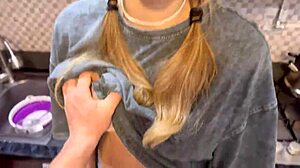 hey dormmate your juicy tits and ass look perfect bent over kitchen counter for my cumshot