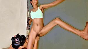 Uttaran20 pounds pussy standing in wild FFM threesome