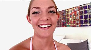 Ally Brooks' 19yo Blonde Deepthroats Huge Cock Swallows Cum