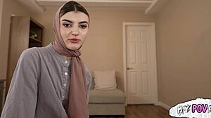 innocent hijab princess deepthroats daddy's huge cock