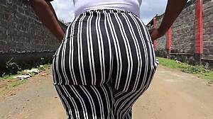 Ebony MILF BBW with Big Booty Gets Bent Over Doggystyle by Big Black Monster Cock Creampie on Ass