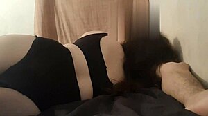 oscar's boss in lingerie unleashes secret mouth skills on cock