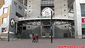 pierced dutch hooker sucks then takes facial jizz load