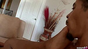 Slim BLACK EBONY TEEN'S Big Ass Jiggles in DOGGY Foot Fetish FUCK with CUM on Feet