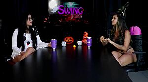 met hubby at swing house... first anal pussy double on halloween sheer red!