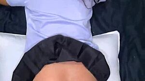 18yo thai teen student in uniform fucked missionary by foreigner with huge cock then gets massive facial cumshot close up