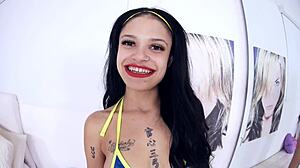 italyana's pretty tattooed lips swallow huge cock in deepthroat pov cumshot