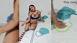 Whoa, pregnant Keilimar fucks wildly in red panties totally nude now!