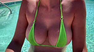 Italian Big Tits Milf Artemisia Love Micro Bikini Pool Tease