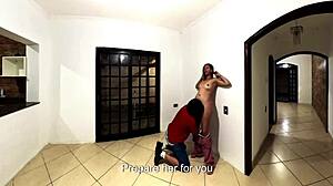 boss blackmails latina agent into kitchen blowjob and doggy anal