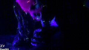 Watch her slurp that oiled black banana cock deep!