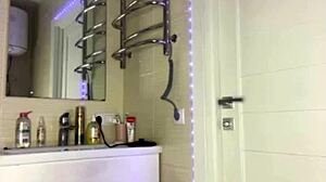 BbW Teen Shoves Double Dildos Deep in Ass and Pussy Closeup