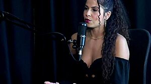 Sweet Karolzinha's tiny tits shine in sheer red model chat