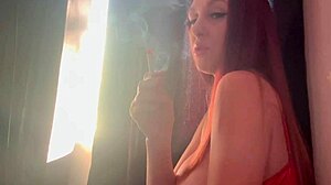 italian milf artemisia love smokes teasing her huge tits solo