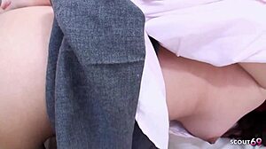 tiny japanese teen in miniskirt uniform picked up for first hairy pussy creampie uncensored pov