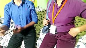 Manager rams colleague pussy hard in office